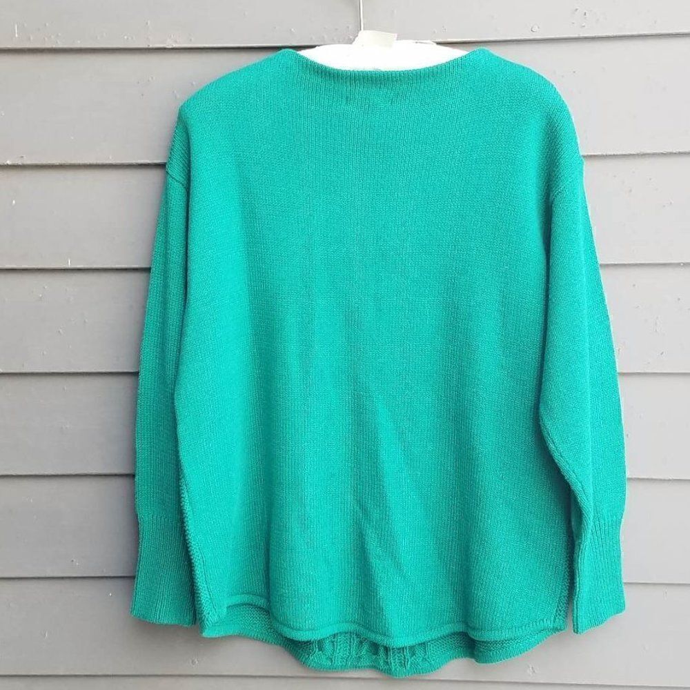 NWT Chaps Green Cable Knit Cotton Blend Sweater size Large - Picture 3 of 6